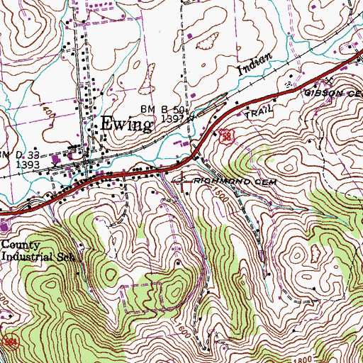 Topographic Map of Richmond Cemetery, VA