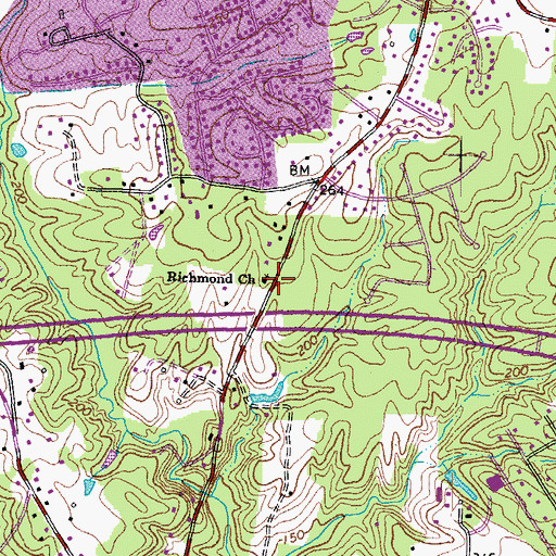 Topographic Map of Richmond Church, VA