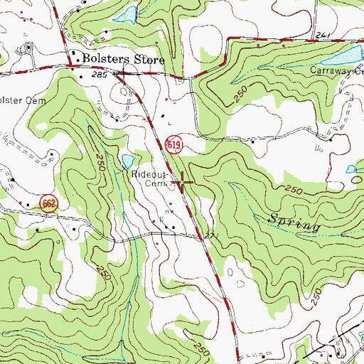 Topographic Map of Rideout Cemetery, VA