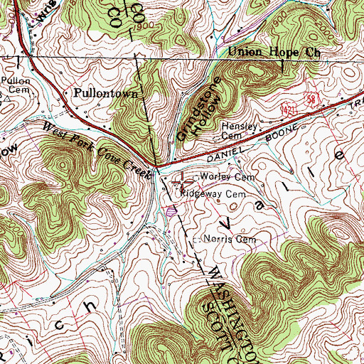 Topographic Map of Ridgeway Cemetery, VA