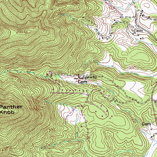 Topographic Map of Ridgeway Cemetery, VA