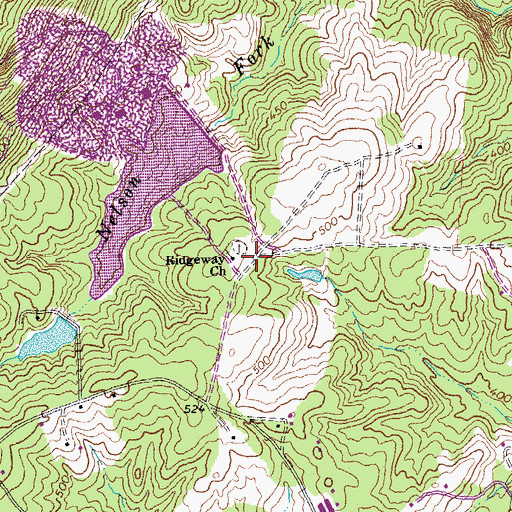 Topographic Map of Ridgeway Church, VA