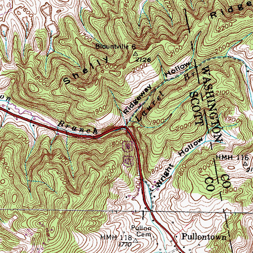 Topographic Map of Ridgeway Hollow, VA