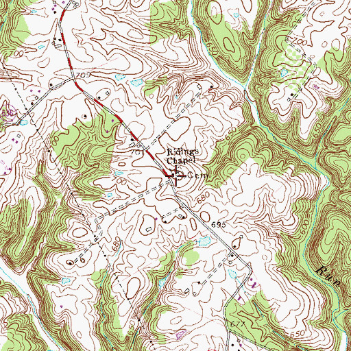 Topographic Map of Ridings Chapel, VA