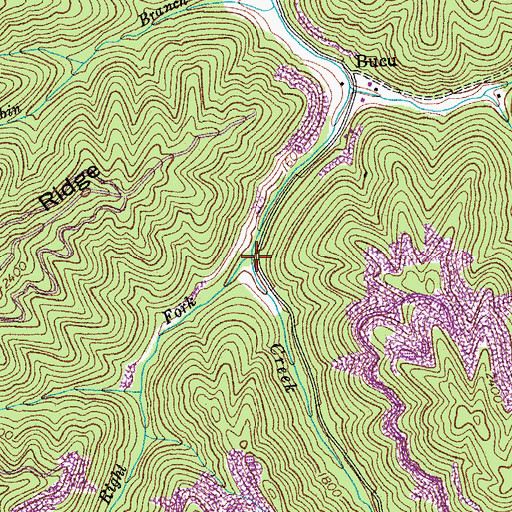 Topographic Map of Right Fork Fryingpan Creek, VA