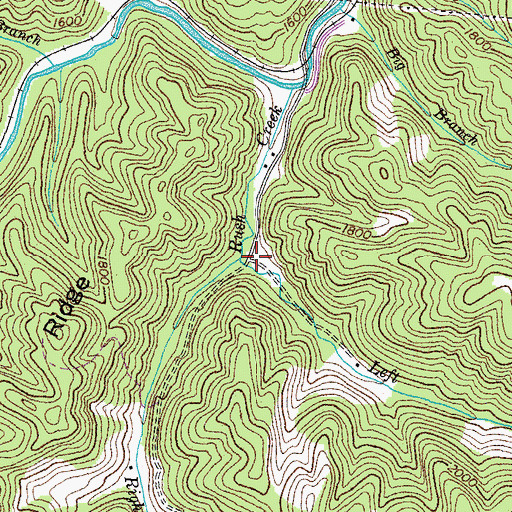 Topographic Map of Right Fork Rush Creek, VA