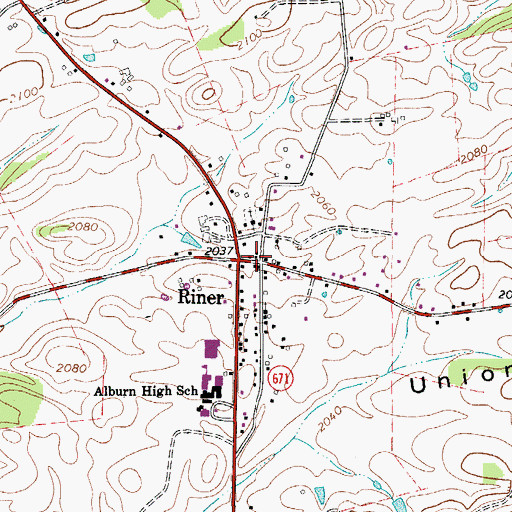 Topographic Map of Riner, VA