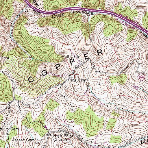 Topographic Map of Ring Cemetery, VA