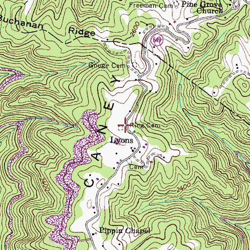 Topographic Map of Ring Cemetery, VA