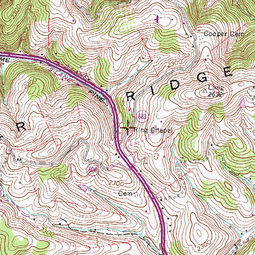 Topographic Map of Ring Chapel, VA