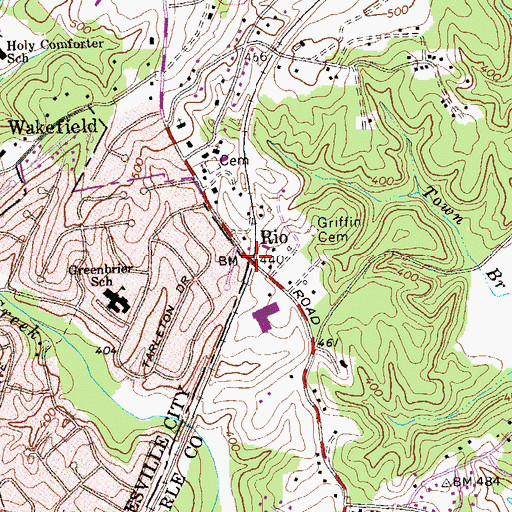 Topographic Map of Rio, VA