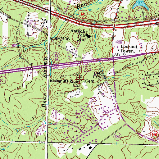 Topographic Map of Rising Mount Zion Church, VA