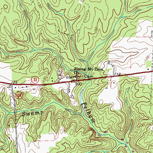Topographic Map of Rising Mount Zion Baptist Church, VA