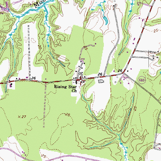 Topographic Map of Rising Star Church, VA