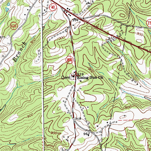 Topographic Map of Rising Sun Church, VA
