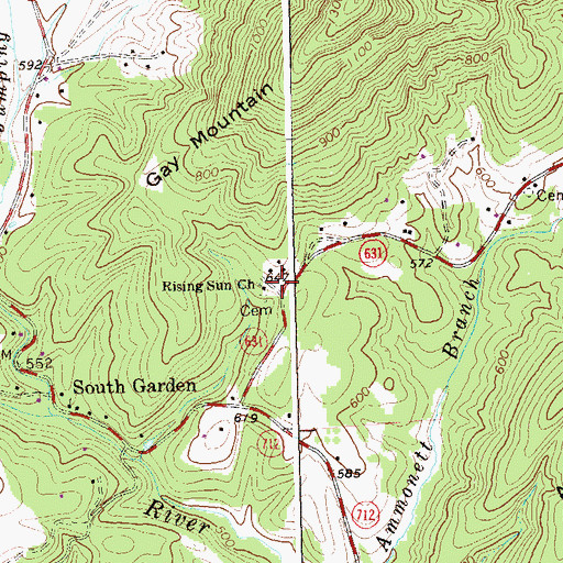 Topographic Map of Rising Sun Church, VA