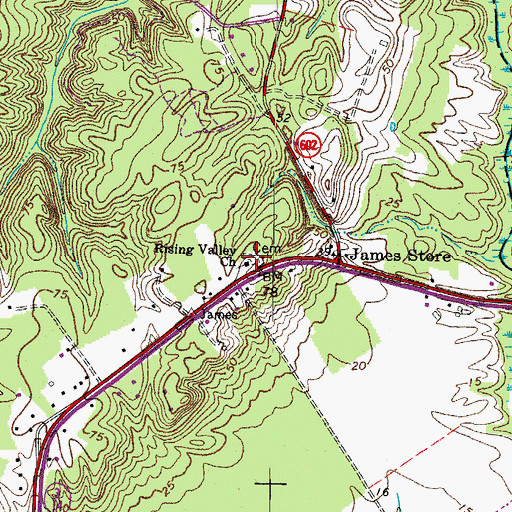 Topographic Map of Rising Valley Church, VA