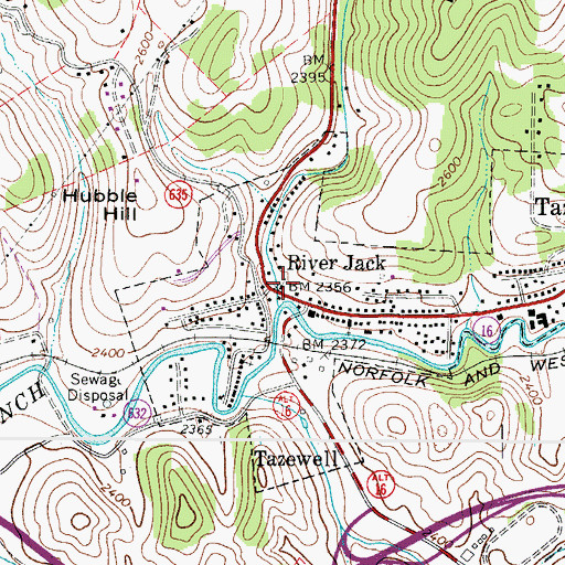 Topographic Map of River Jack, VA