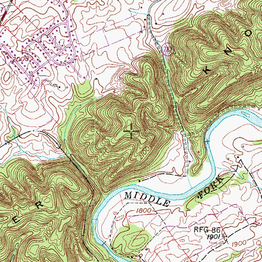 Topographic Map of River Knobs, VA