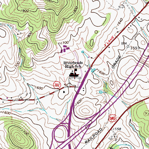Topographic Map of Riverheads High School, VA