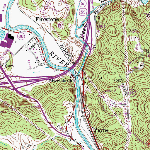 Topographic Map of Riverside Church, VA