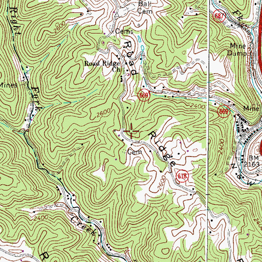 Topographic Map of Road Ridge, VA