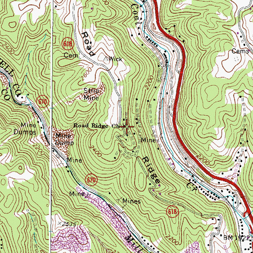 Topographic Map of Road Ridge Church, VA