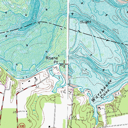Topographic Map of Roane Point, VA