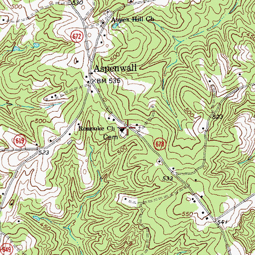 Topographic Map of Roanoke Church, VA
