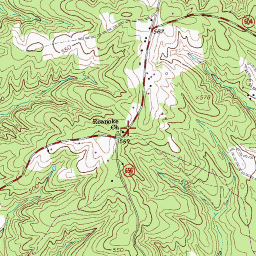 Topographic Map of Roanoke Church, VA