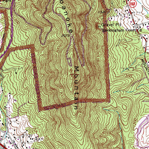 Topographic Map of Roanoke Mountain, VA