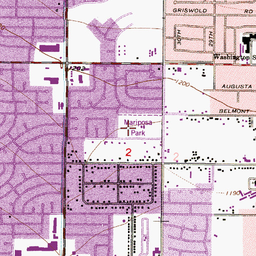 Topographic Map of Mariposa Park, AZ