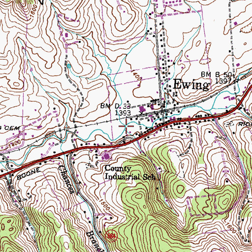 Topographic Map of Roaring Branch, VA