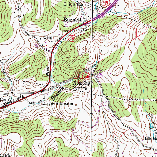 Topographic Map of Roaring Spring, VA