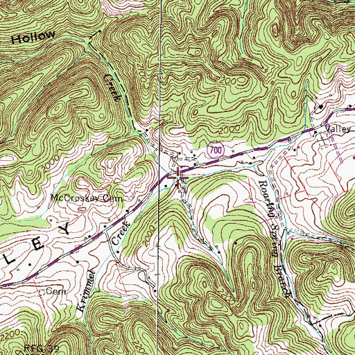 Topographic Map of Roaring Spring Branch, VA