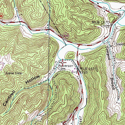 Topographic Map of Roberson Cemetery, VA