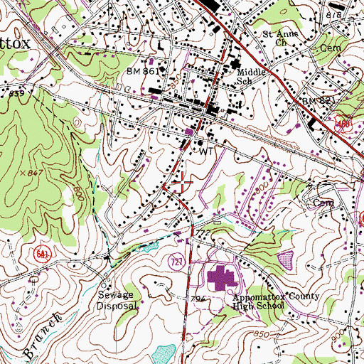 Topographic Map of Robert E Lee Academy, VA