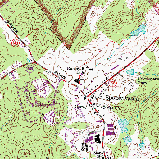 Topographic Map of Robert E Lee Elementary School, VA
