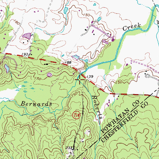 Topographic Map of Roberts Branch, VA