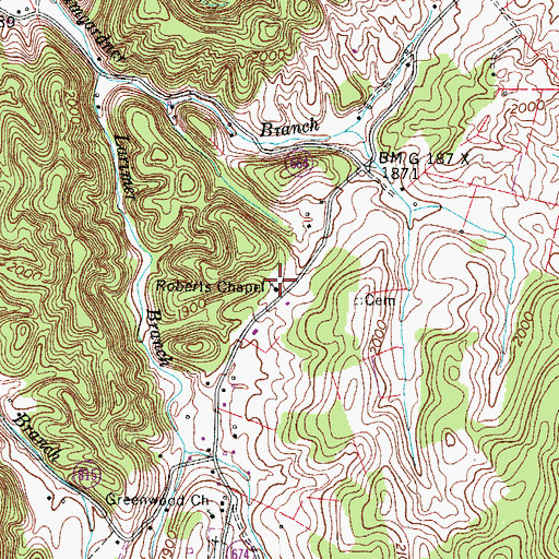 Topographic Map of Roberts Church, VA