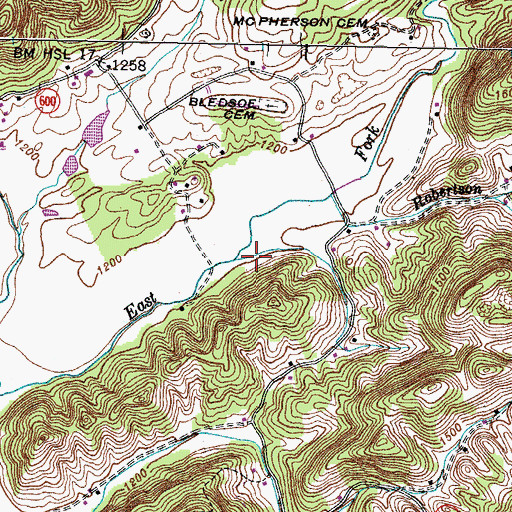 Topographic Map of Robertson Branch, VA