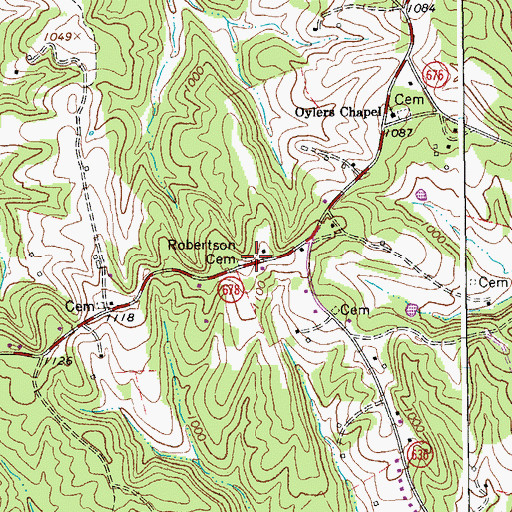 Topographic Map of Robertson Cemetery, VA