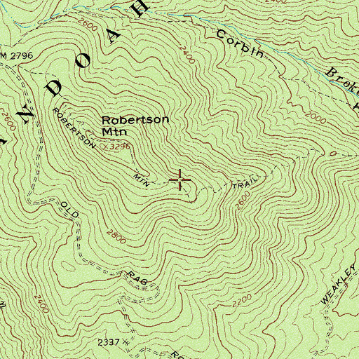 Topographic Map of Robertson Mountain Trail, VA