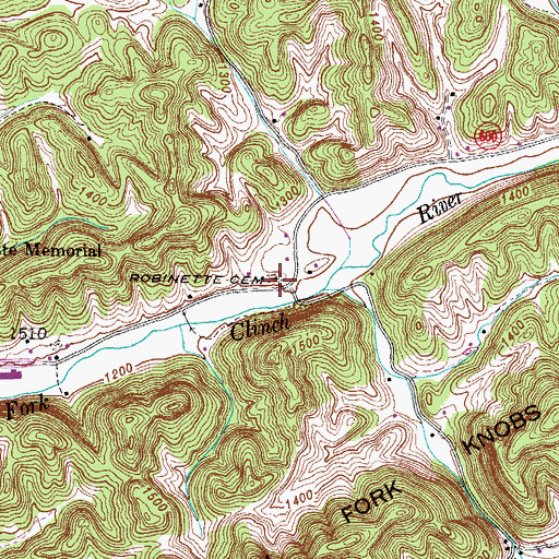 Topographic Map of Robinette Cemetery, VA