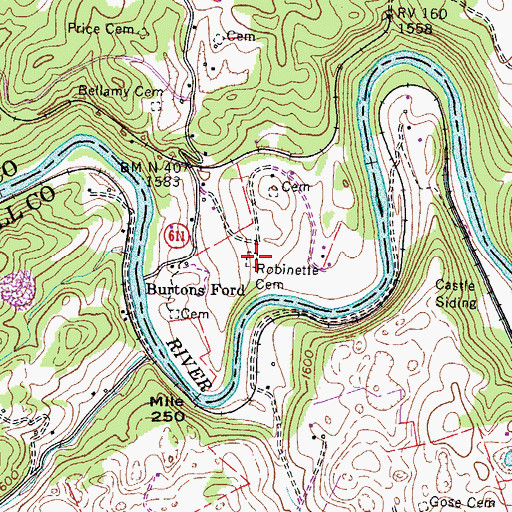 Topographic Map of Robinette Cemetery, VA
