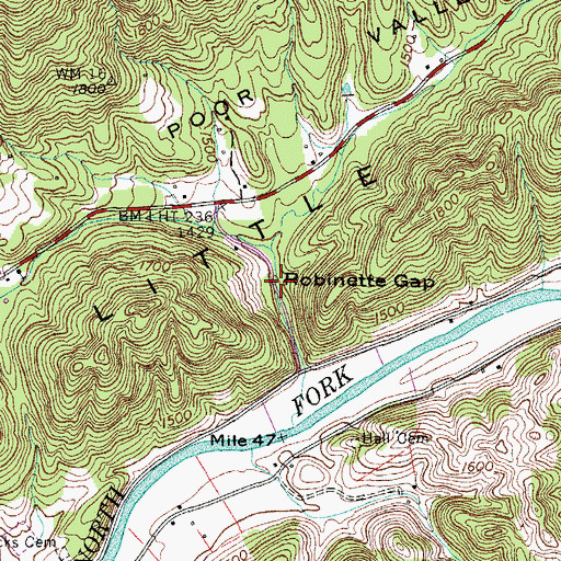 Topographic Map of Robinette Gap, VA