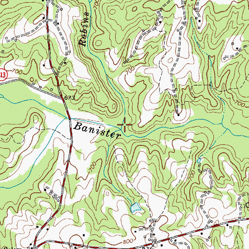 Topographic Map of Robins Branch, VA