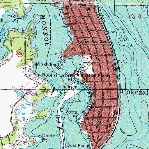 Topographic Map of Robins Grove Point, VA