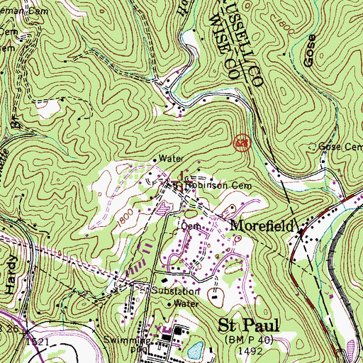 Topographic Map of Robinson Cemetery, VA