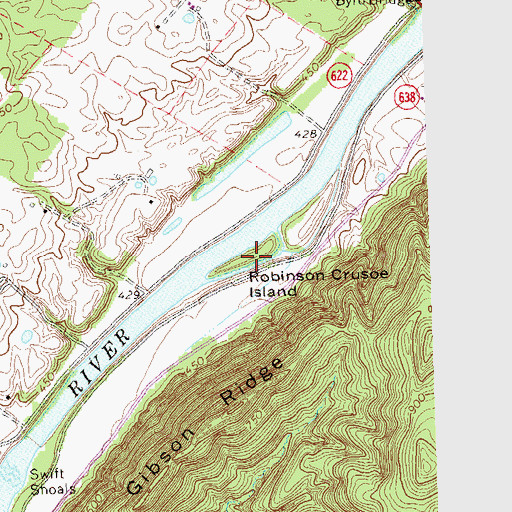 Topographic Map of Robinson Crusoe Island, VA